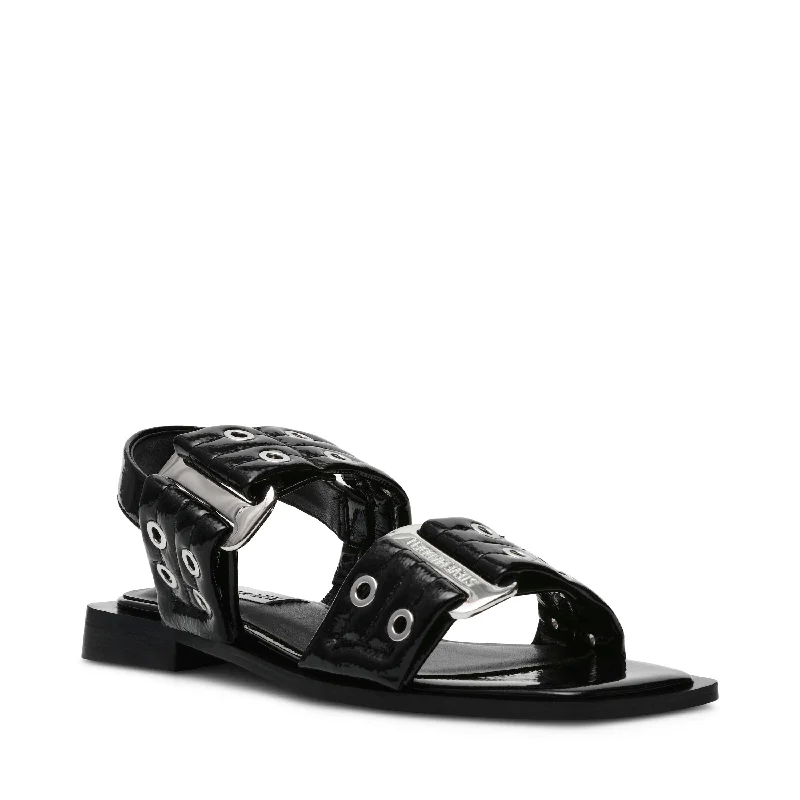 Saria Flat Sandals BLACK PATENT