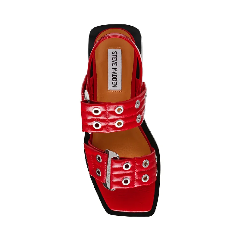 Saria Flat Sandals RED PATENT