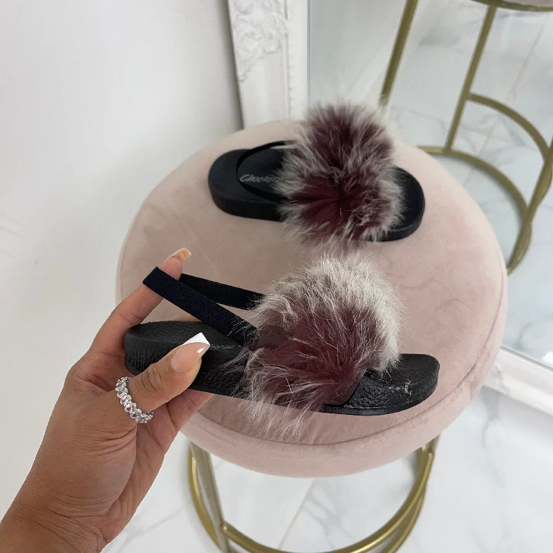 Baby Celine- Taupe Faux Fur Sliders