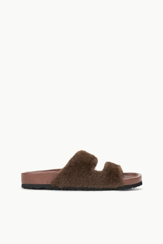 CYPRUS FAUX FUR SLIDE | MAHOGANY