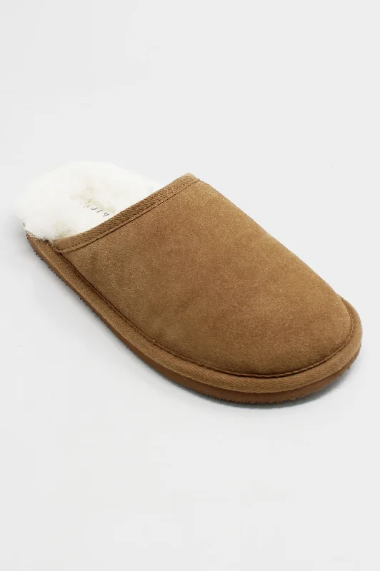 Unisex Sheepskin Scuffs | Camel