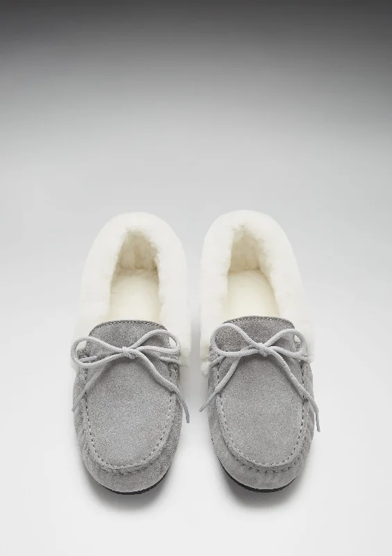 Women's slippers, sheepskin, dove grey suede