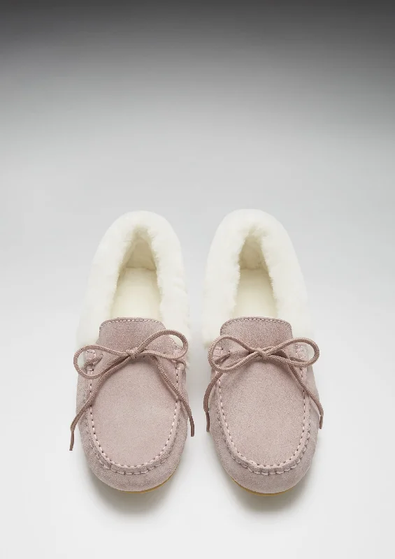 Women's slippers, sheepskin, ice pink suede