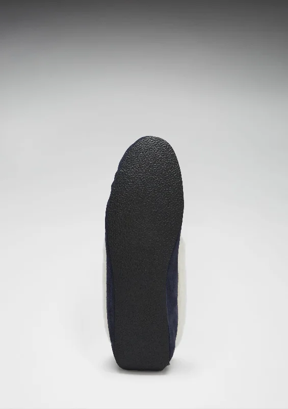 Women's slippers, sheepskin, navy blue suede